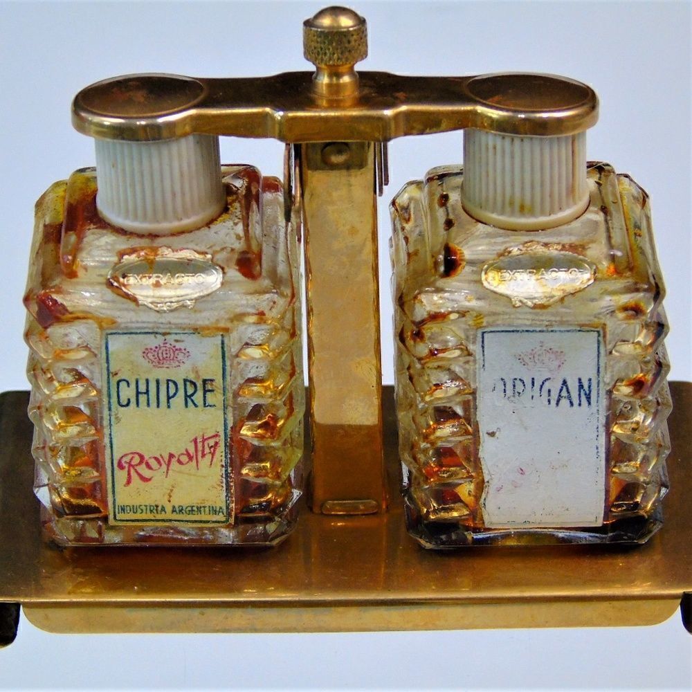 Vintage Perfume Caddy Empty 2 Bottle Tantalus